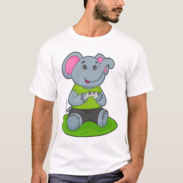 T-shirt Eléphant en Gamer (Devant)