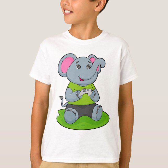 T-shirt Eléphant en Gamer (Devant)