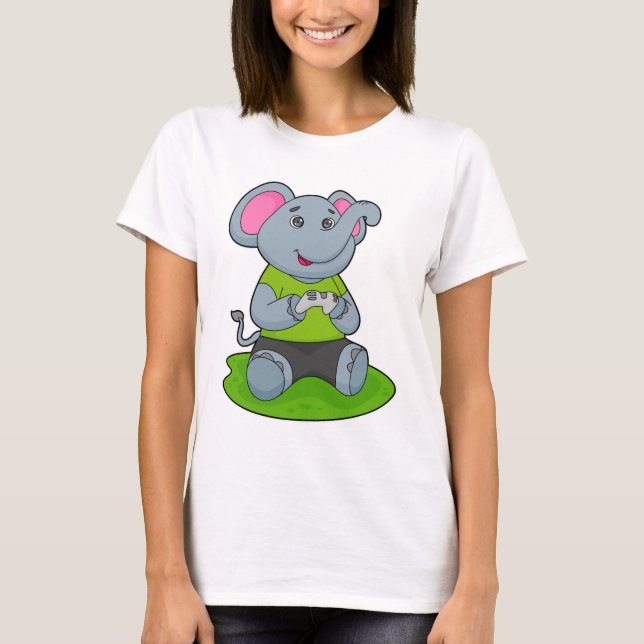 T-shirt Eléphant en Gamer (Devant)