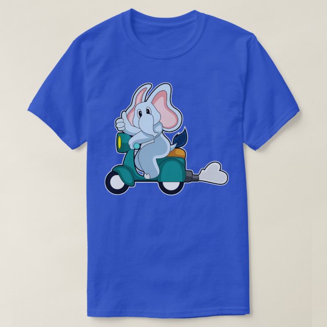 T-shirt Éléphant en motard avec scooter (Design devant)