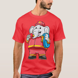 T-shirt Éléphant en pompier avec tuyau 1