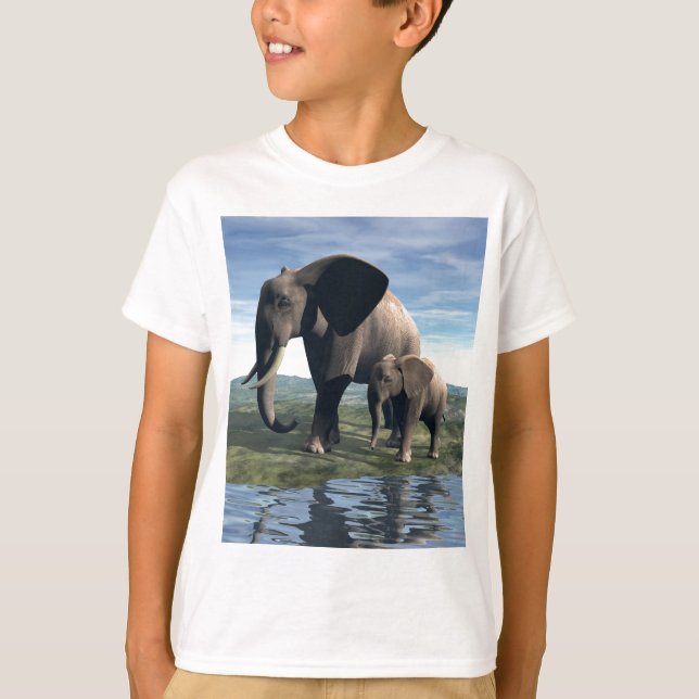 T-shirt Eléphant et bébé (Devant)