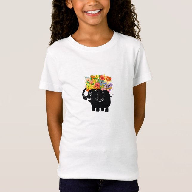 T-Shirt Éléphant et fleurs (Devant)