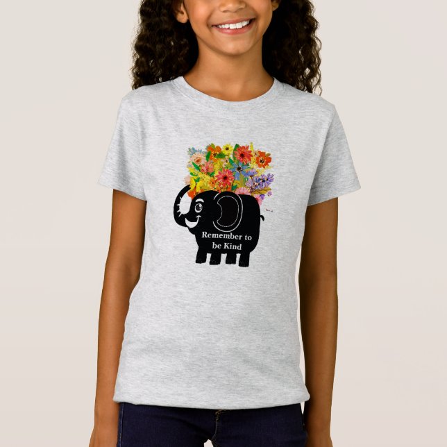 T-Shirt éléphant et fleurs (Devant)