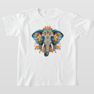 T-shirt Eléphant et fleurs de style bohémien