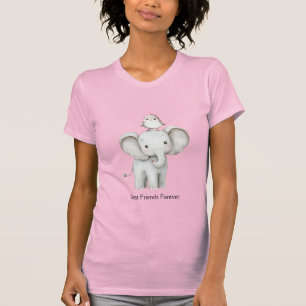 T-shirt Éléphant et oiseau Meilleurs amis Anniversaire
