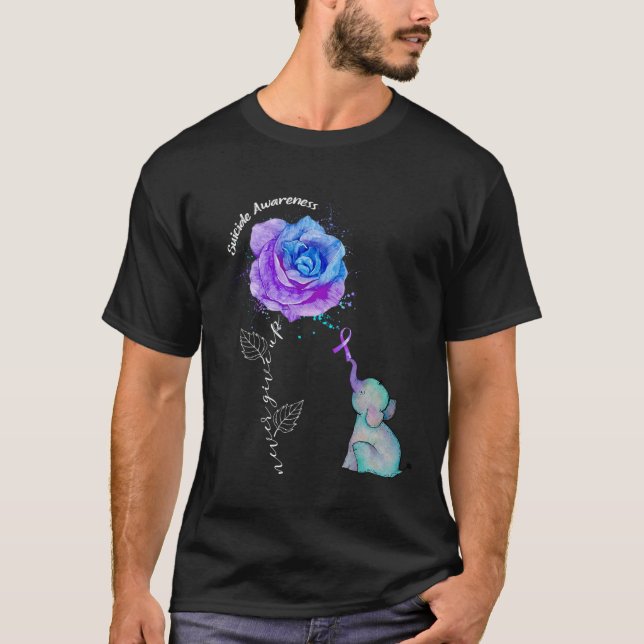 T-shirt Eléphant Fleur de sensibilisation à la prévention  (Devant)