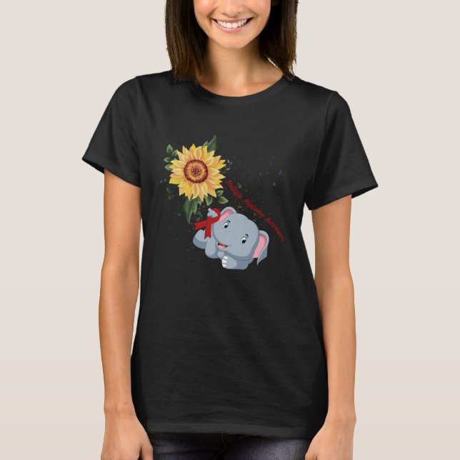 T-shirt Éléphant Foi Espoir Combat Amour Myélome Multiple  (Devant)