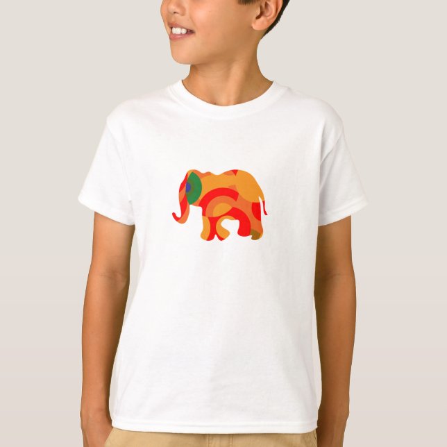 T-shirt éléphant géométrique coloré (Devant)