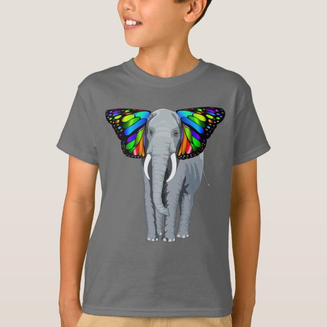 T-shirt Éléphant gris psychédélique avec le cool (Devant)