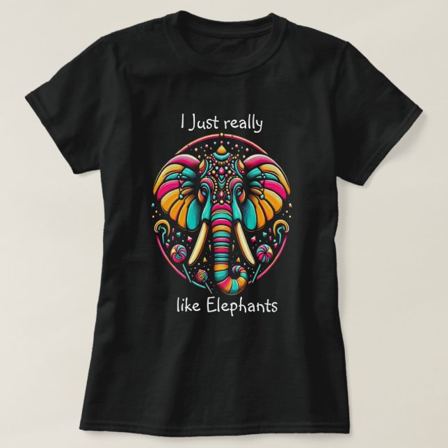 T-shirt Elephant harmonieux J'aime vraiment l'éléphant (Design devant)