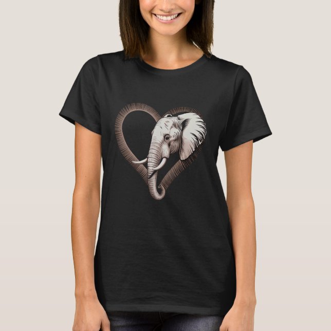 T-shirt Elephant Heart Wildlife Safari Elephant Animal Lov (Devant)