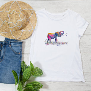 T-shirt Éléphant heureux aquarelle coloré