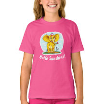 T-shirt éléphant heureux pour filles | Bonjour Sol