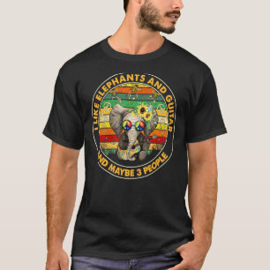 T-shirt Éléphant Hippie J'aime Les Éléphants Et La Guitare