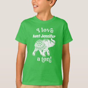 T-shirt Elephant I Love Nom a Ton Kids Personnalisé