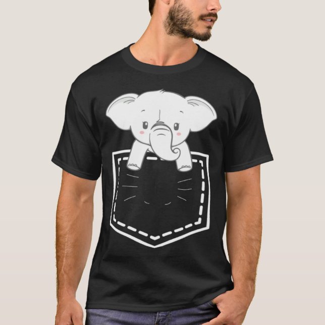 T-shirt Elephant In Poket Elephants   For Men Women (Devant)