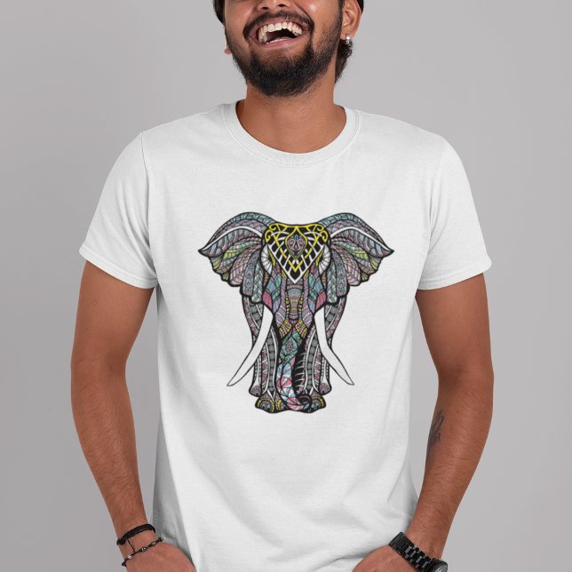 T-shirt Eléphant indien de couleur décorative (Créateur téléchargé)