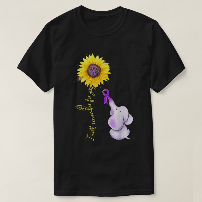 T-shirt Elephant Je Me Souviendrai Pour Vous Sunflower Alz (Design devant)