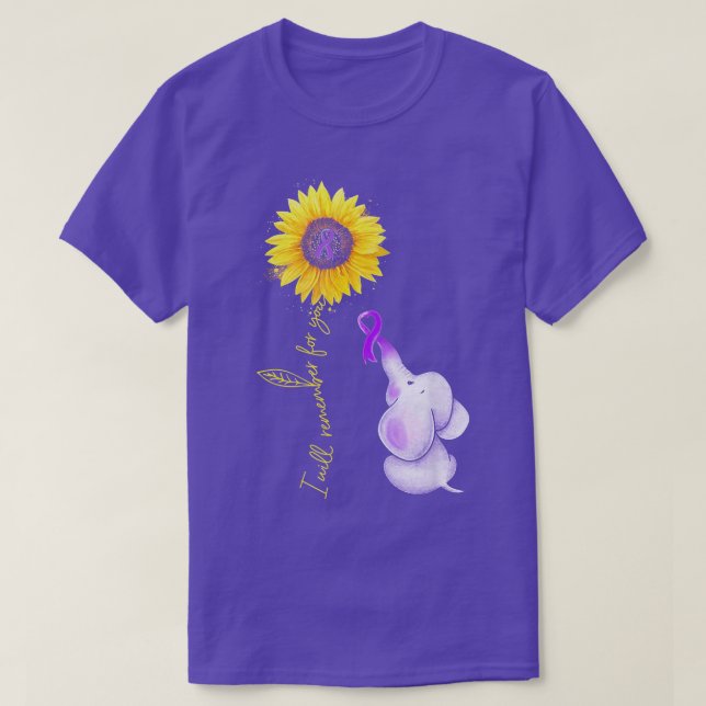 T-shirt Elephant Je Me Souviendrai Pour Vous Sunflower Alz (Design devant)