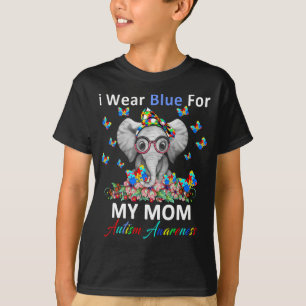 T-shirt éléphant Je Porte Du Bleu Pour Ma Sensibilisation 