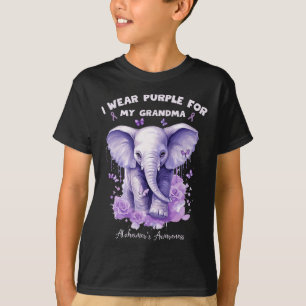 T-shirt Eléphant Je Porte du Violet Pour Ma Grand-mère Hei