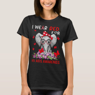 T-shirt Elephant Je porte le rouge pour la sensibilisation