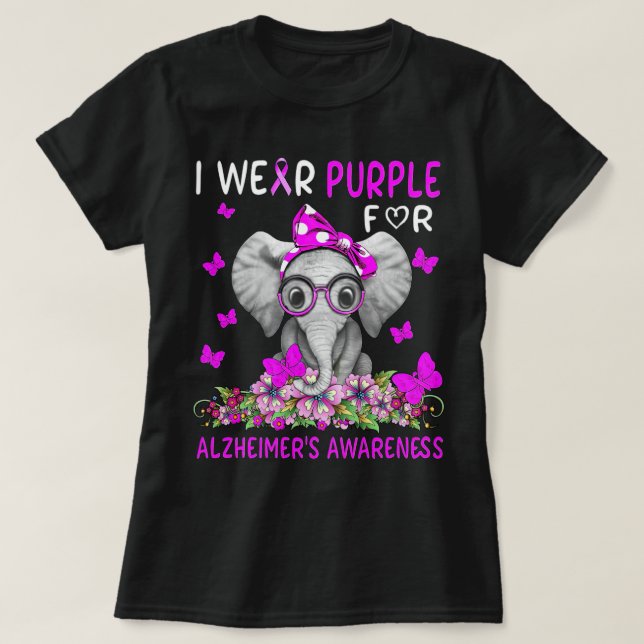 T-shirt Elephant Je Porte Violet Pour La Sensibilisation À (Design devant)