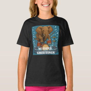 T-shirt Eléphant jouant de la batterie éclaboussant l'eau 