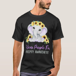 T-shirt Eléphant Jour Violet Je Porte Violet Pour Epilepsi