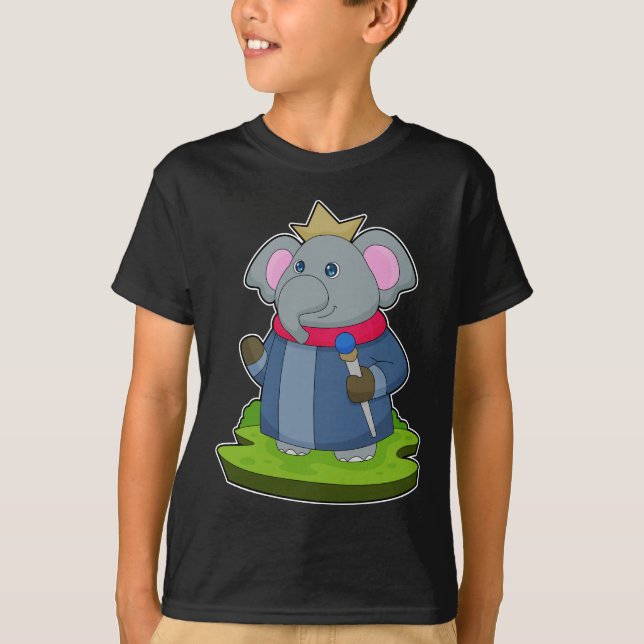 T-shirt Elephant King Scepter Crown (Devant)