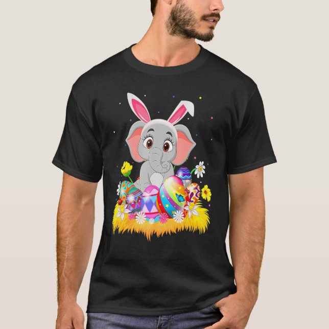 T-shirt Elephant Lapin Oeuf de Pâques Drôle Éléphant Pâque (Devant)