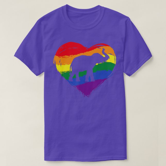T-shirt Elephant LGBTQ Gay pride Rainbow Heart Pride Drape (Design devant)