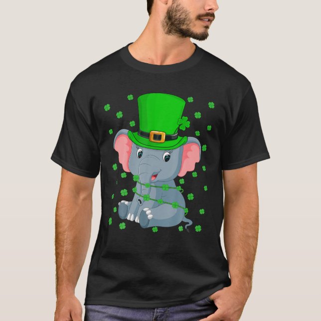 T-shirt Elephant Lover Leprechaun Casquette Elephant St Pa (Devant)