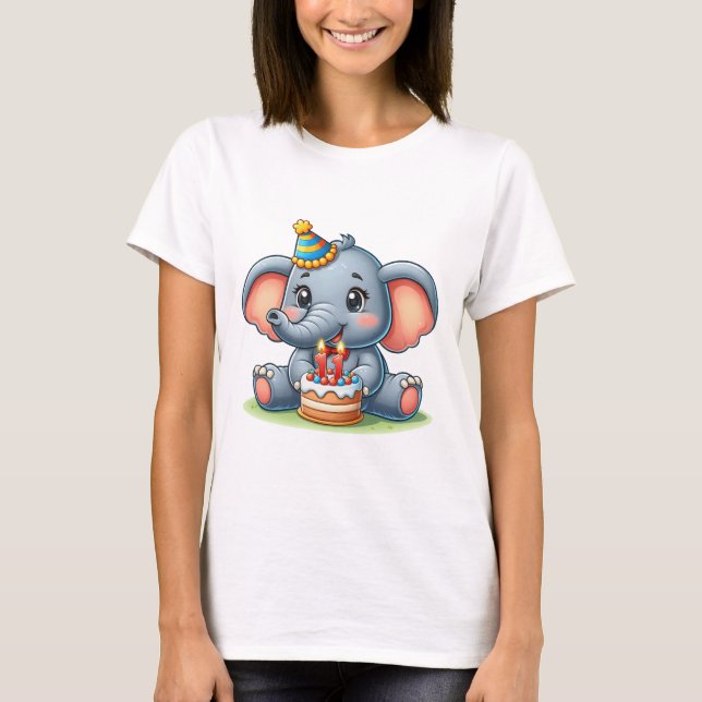 T-shirt Éléphant Mignon 11ème Anniversaire (Devant)