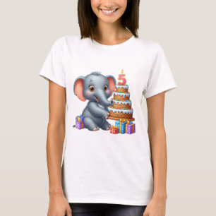 T-shirt Éléphant Mignon 5ème Anniversaire