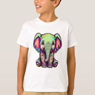 T-shirt Eléphant mignon assis illustration numérique