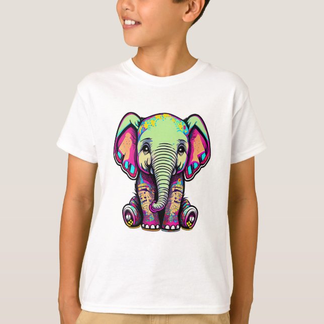 T-shirt Eléphant mignon assis illustration numérique (Devant)