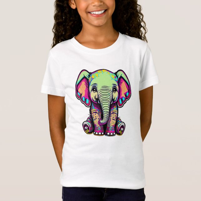 T-Shirt Eléphant mignon assis illustration numérique (Devant)