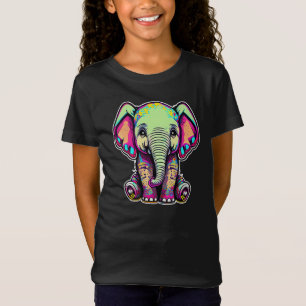 T-Shirt Eléphant mignon assis illustration numérique
