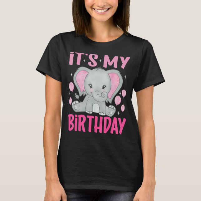 T-shirt Éléphant Mignon C'est Mon Anniversaire (Devant)