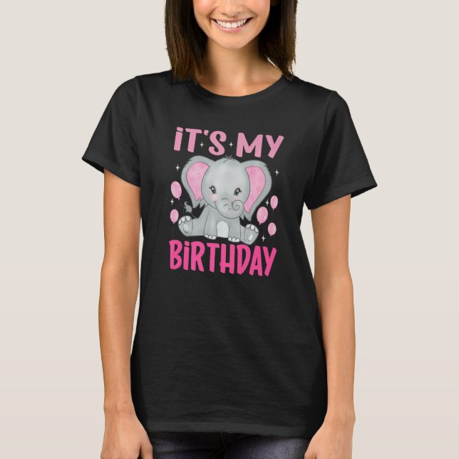 T-shirt Eléphant mignon C'est mon anniversaire (Devant)