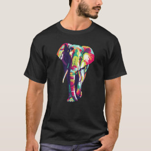 T-shirt Eléphant mignon coloré Géométrique Rainbow Pop