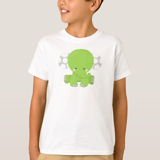 T-shirt Eléphant mignon, Eléphant petit, Eléphant vert (Devant)