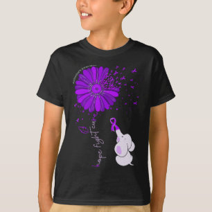 T-shirt Éléphant Mignon Espoir Combat Guérison Tournesol H