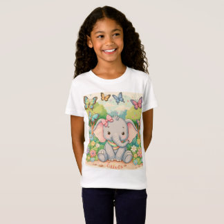 T-Shirt Eléphant mignon et papillons personnalisés