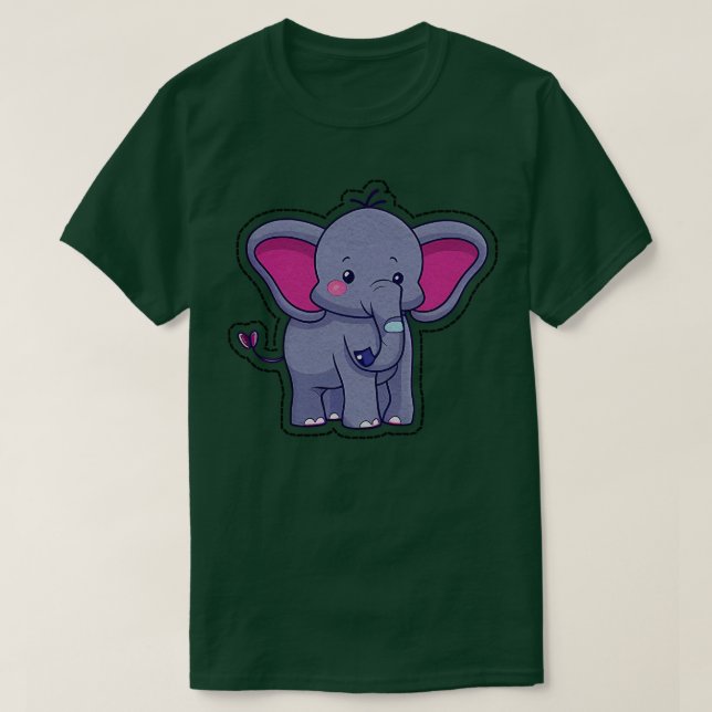 T-shirt Eléphant mignon pointillé (Design devant)