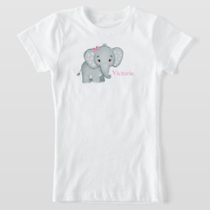 T-Shirt Eléphant mignon rose Nom de la mâchoire Enfants Fi