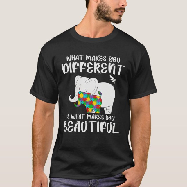 T-shirt Elephant Mom Autism Child Awareness Puzzle Choose  (Devant)