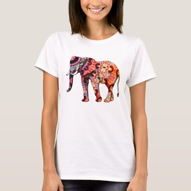 T-shirt Eléphant multicolore coloré (Devant)